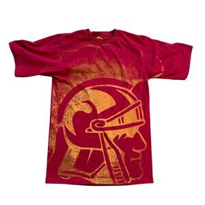 y2k style USC Trojans all over print aop red orange tshirt Small college sports